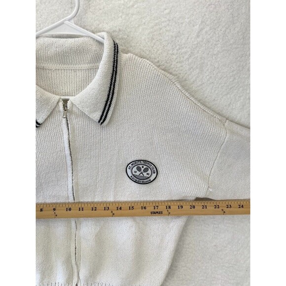 Forever 21 St. Moritz Tennis Club Sweater Women’s M White Zip-Up Cardigan - Picture 6 of 8